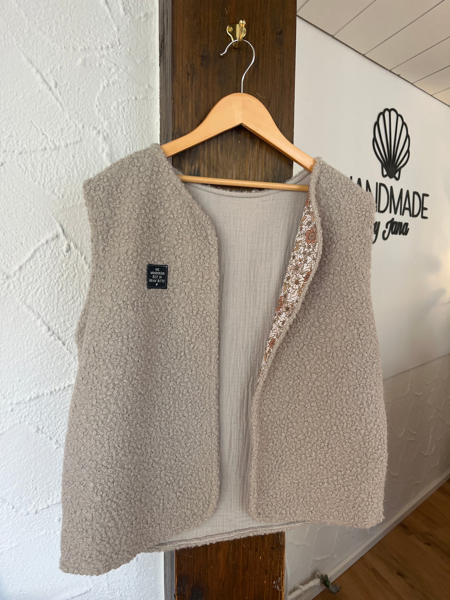 Oversize Weste Größe S/M beige