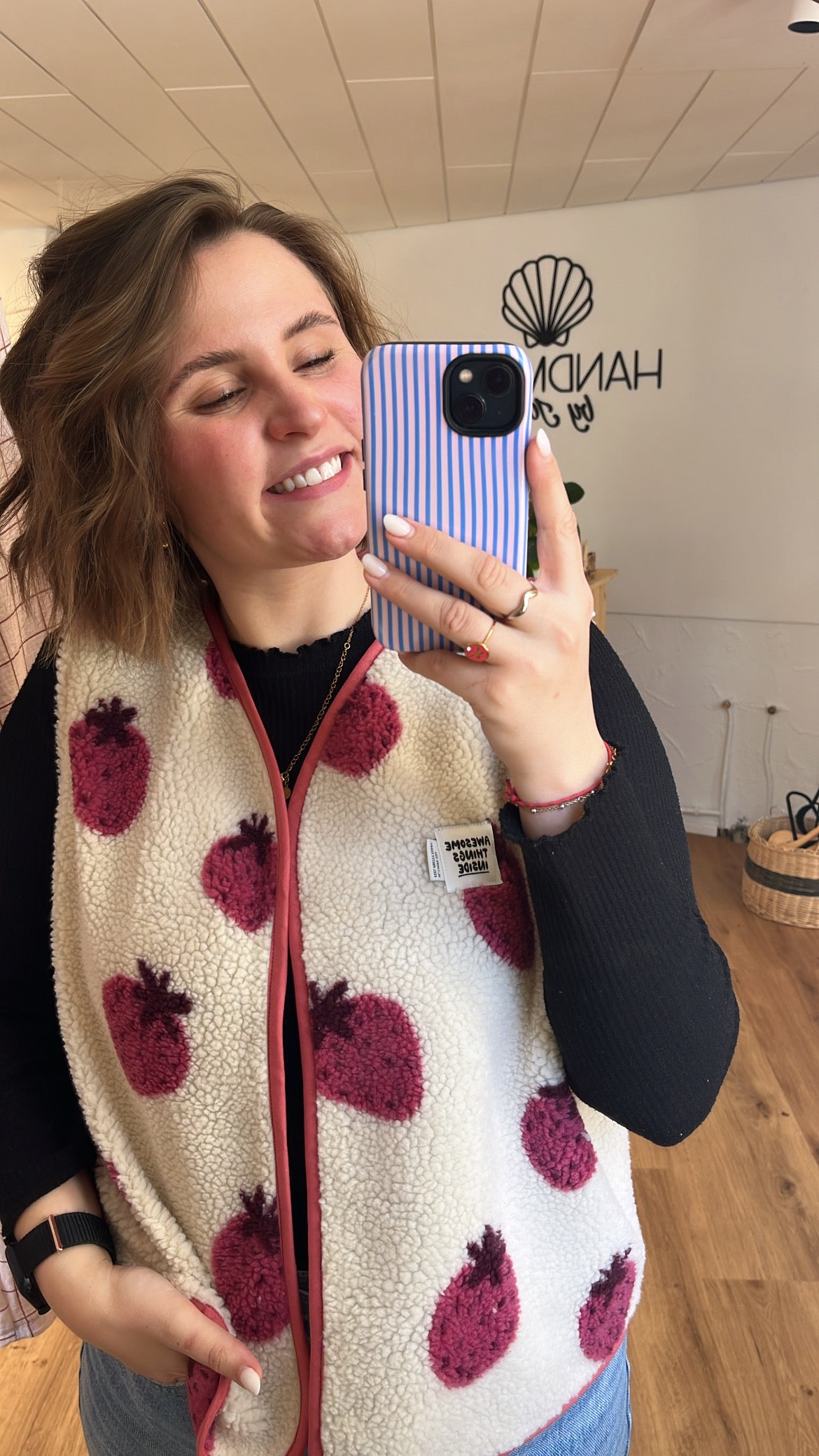 Oversize Weste Größe M Erdbeere