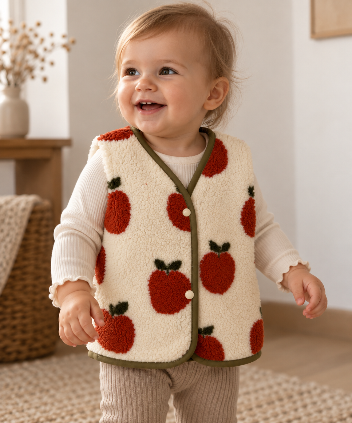 Teddyweste 74/80 Apfel
