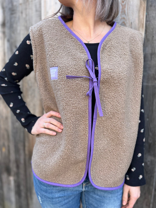 Oversize Weste Größe M braun/lila