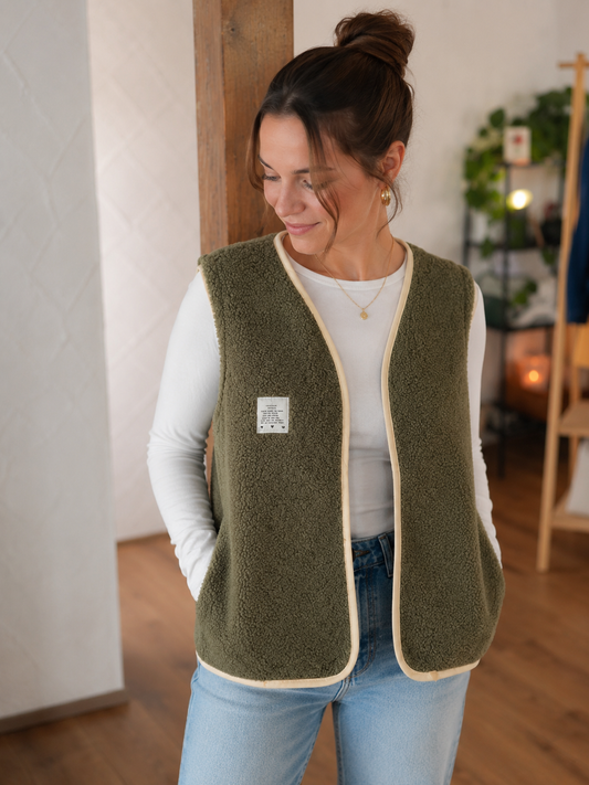 Oversize Weste Größe S Olive