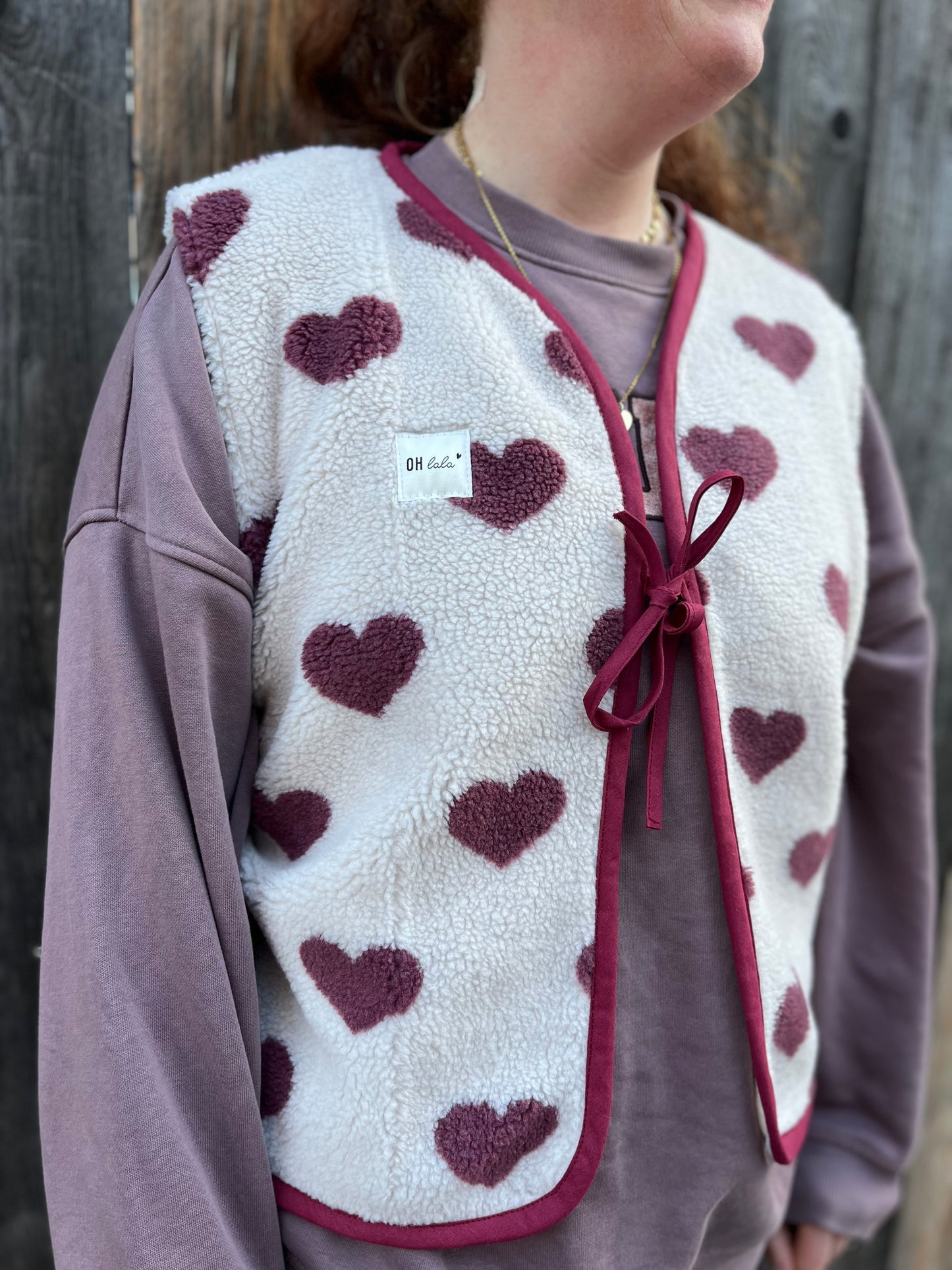 Oversize Weste Größe S Herzen