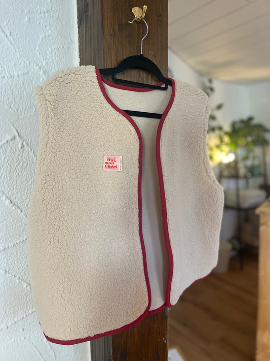 Oversize Weste Größe S crem/beige