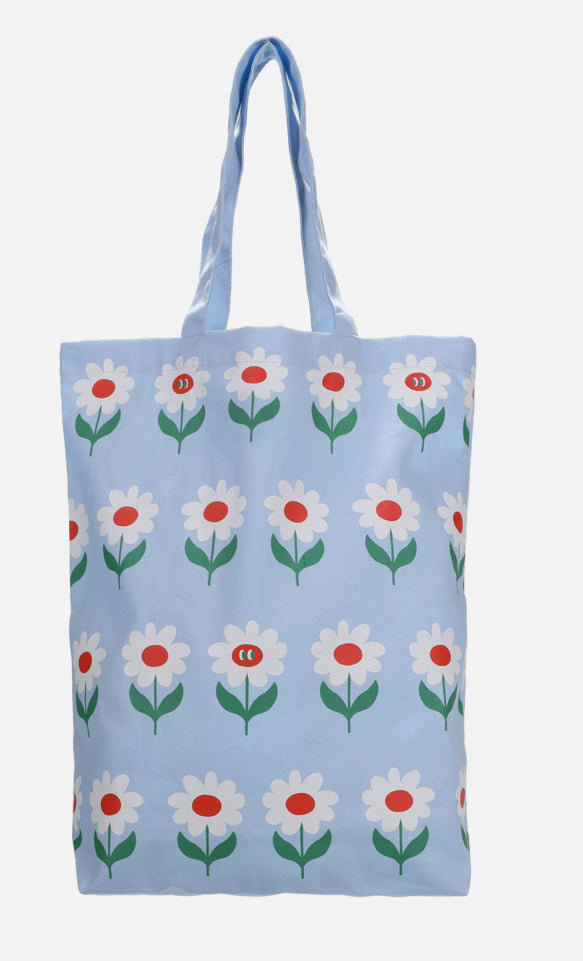 Baumwolltasche Gänseblümchen· blau