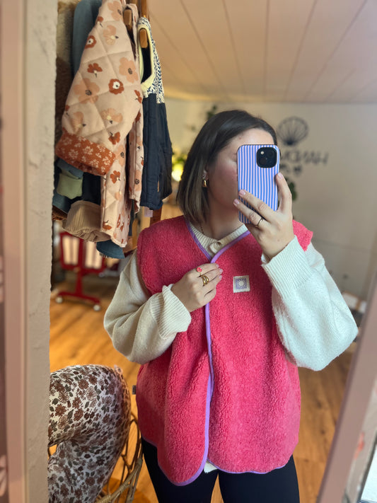 Oversize Weste Größe L Lachs/pink