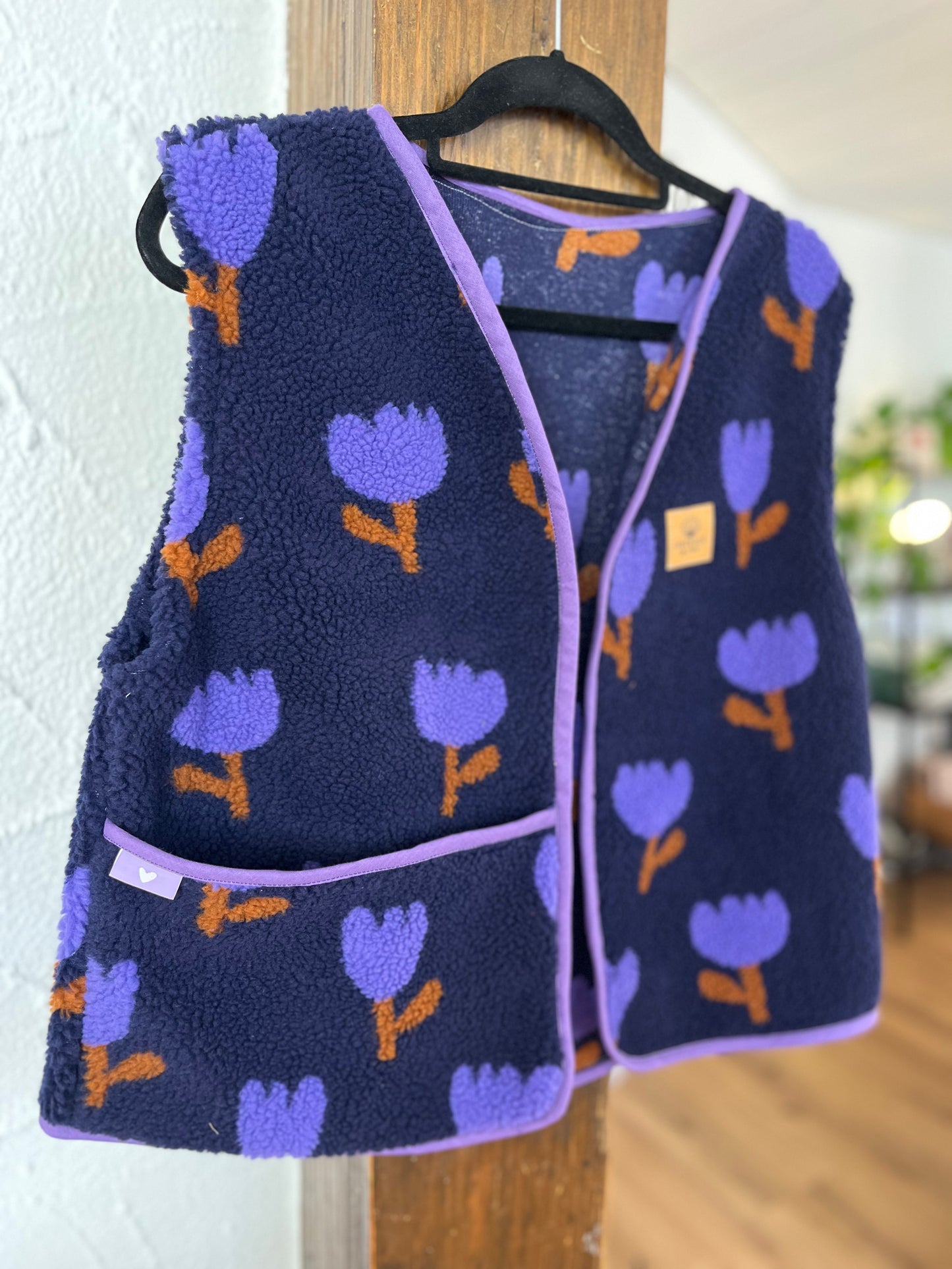 Oversize Weste Größe S Tulpe blau