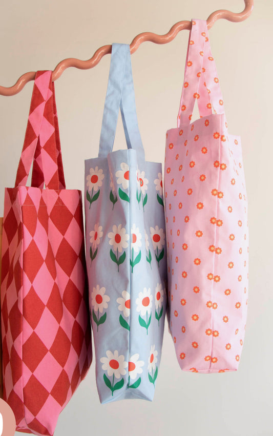 Baumwolltasche Gänseblümchen· blau
