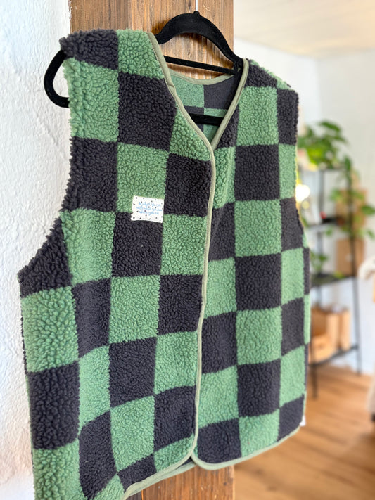 Oversize Weste Größe S/M Grün/Karo