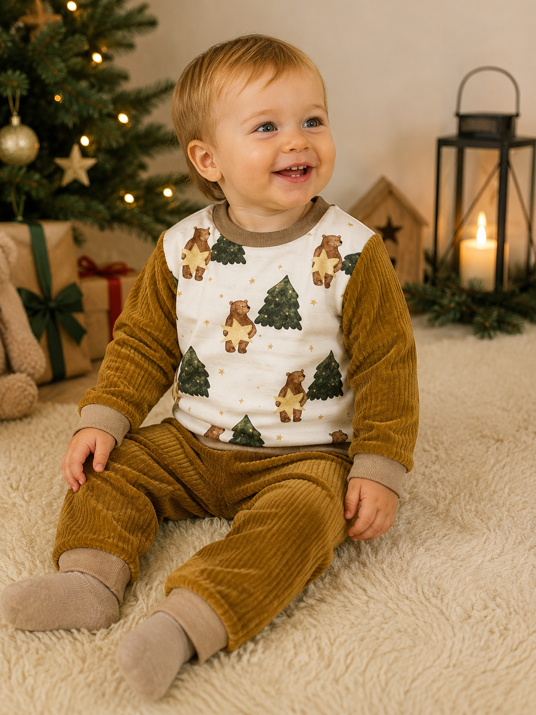 Weihnachtsset 80/86 Pumphose und Sweatshirt