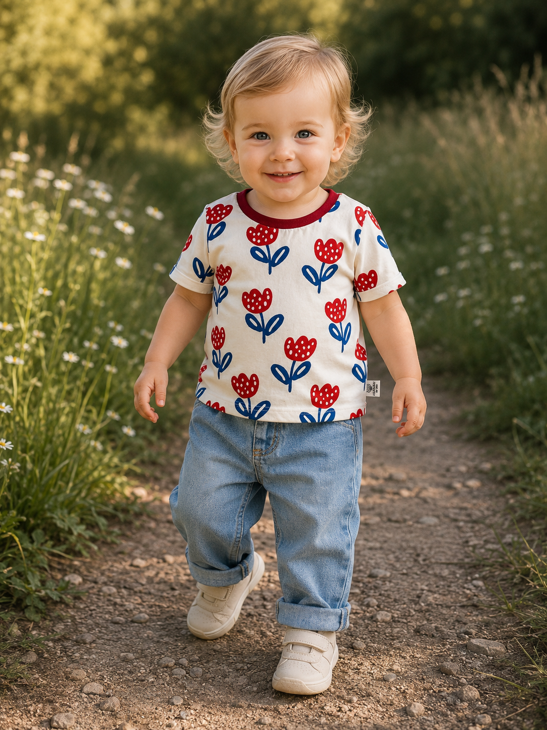Tshirt 98/104 Blumen rot