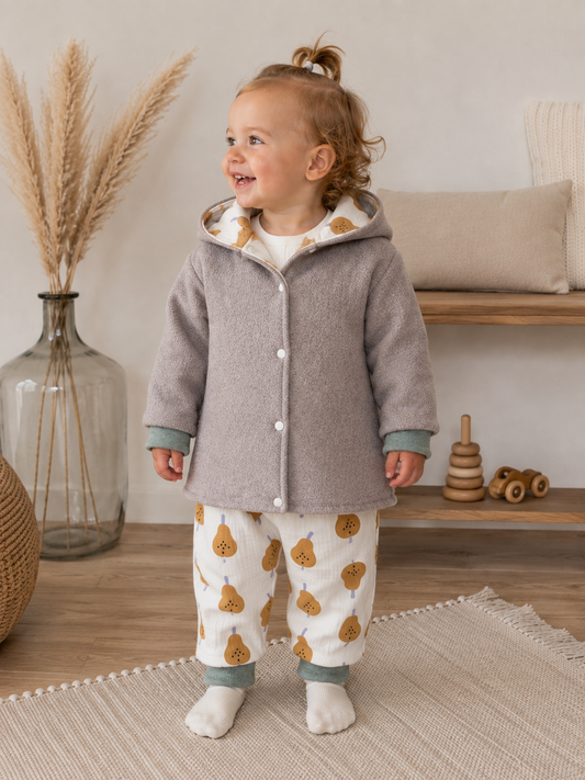 Walkjacke 86/92 Birnen / beige