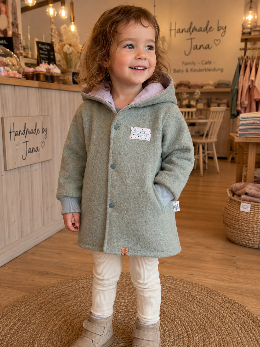 Walkjacke 98/104 grau/mint