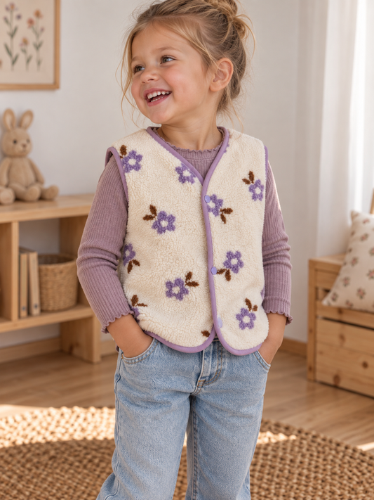 Teddyweste 98/104 Blumen