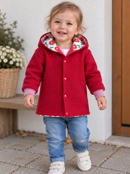 Walkjacke 86/92 rot Blumen