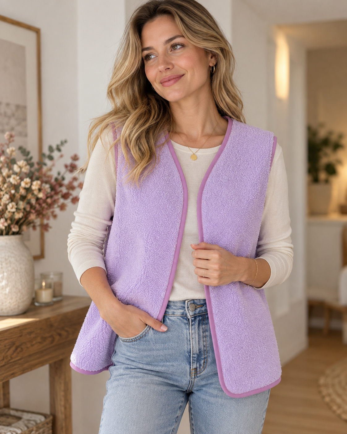 Oversize Weste Größe M lila